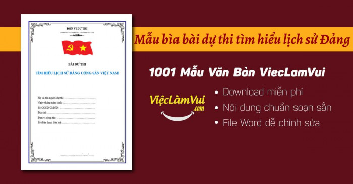 Mẫu bìa bài dự thi tìm hiểu lịch sử Đảng file Word