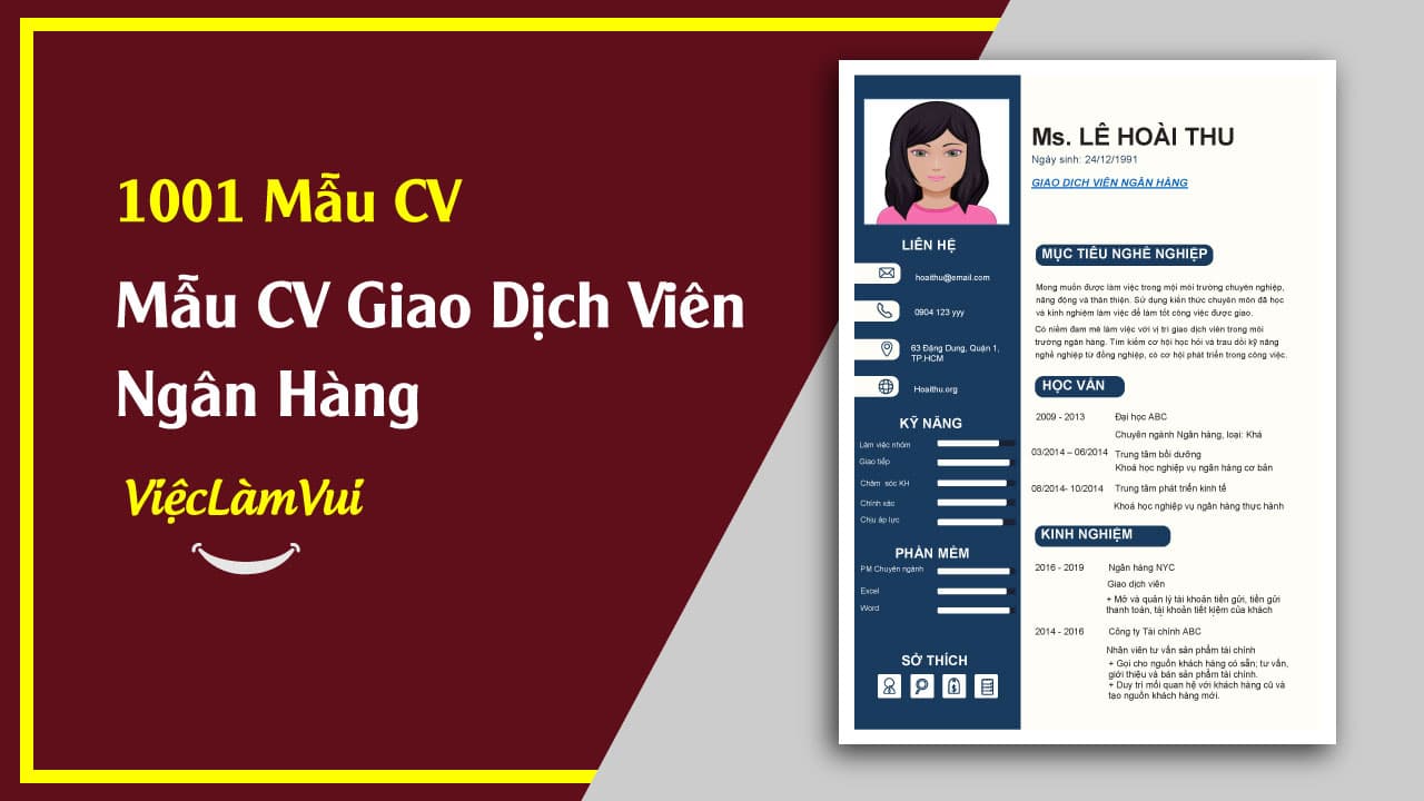 Mẫu CV giao dịch viên ngân hàng