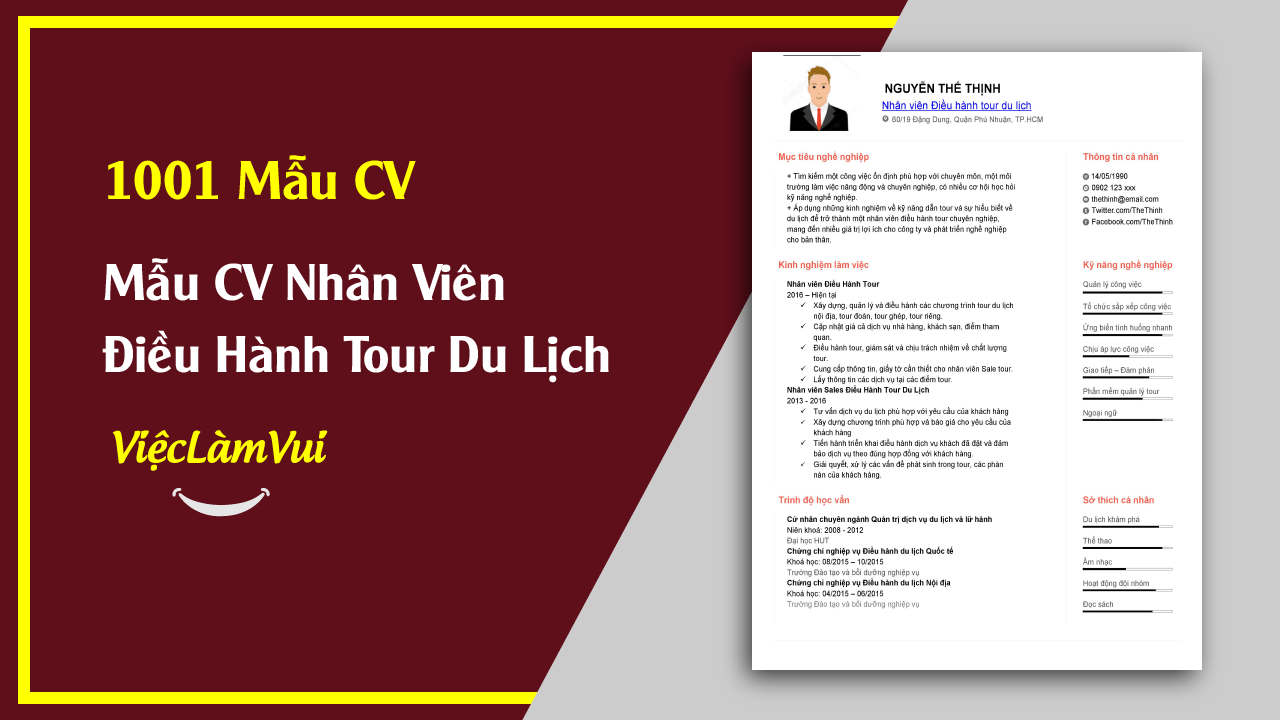 Mẫu CV Điều Hành Tour