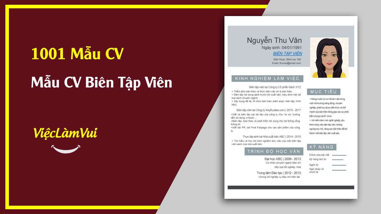 Mẫu CV Biên Tập Viên