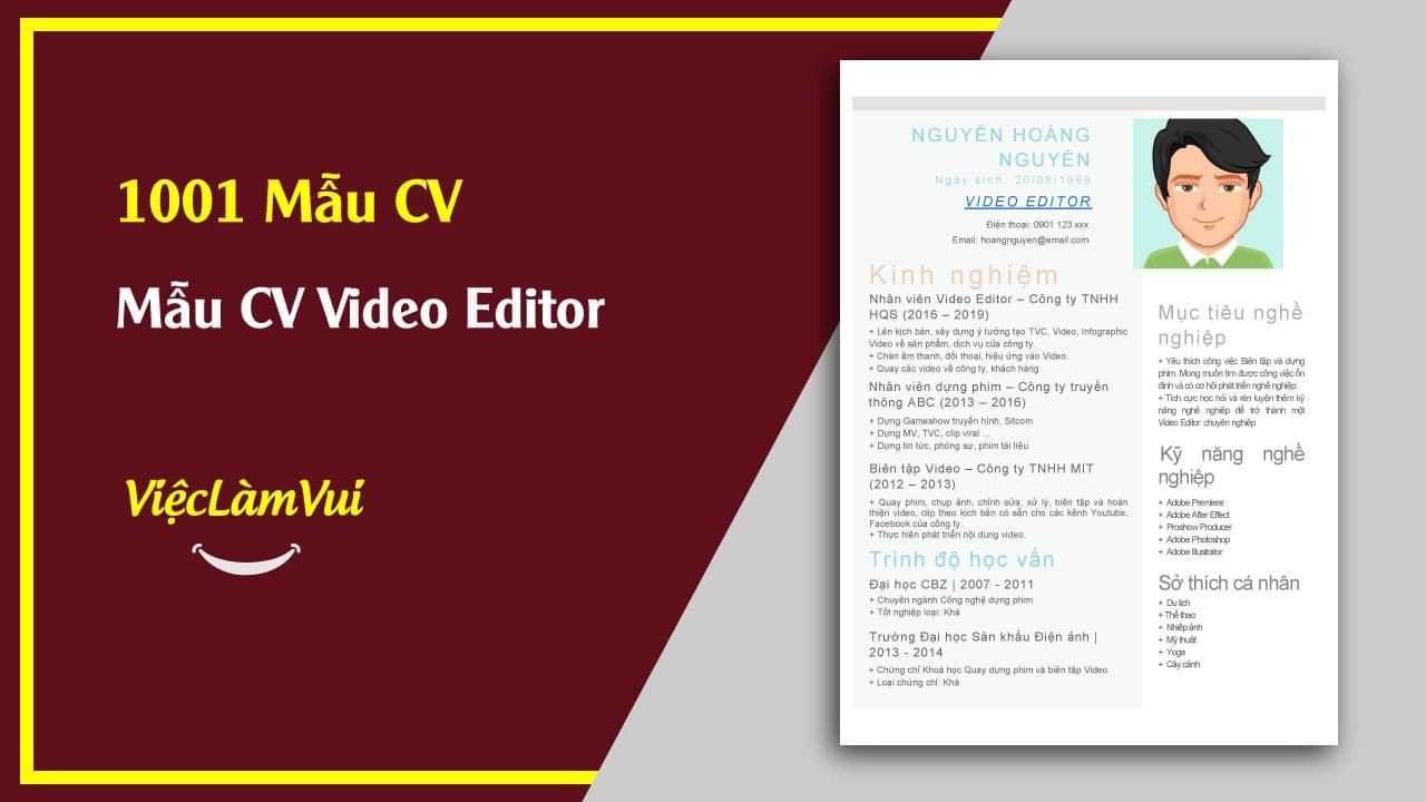 Mẫu CV Video Editor
