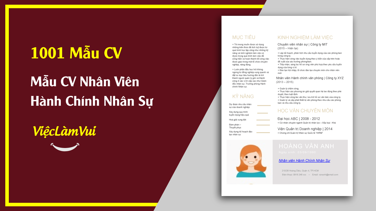Mẫu CV Nhân Viên Hành Chính Nhân Sự