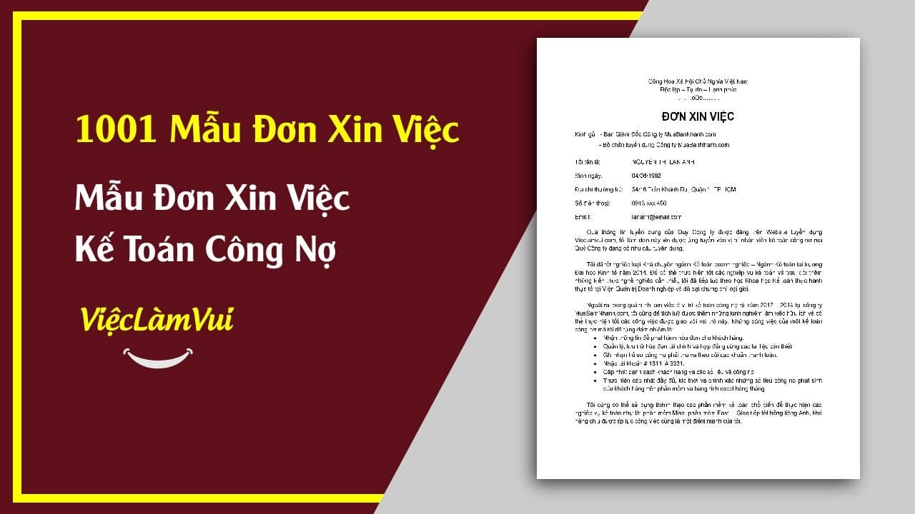 Mẫu Đơn Xin Việc Kế Toán Công Nợ