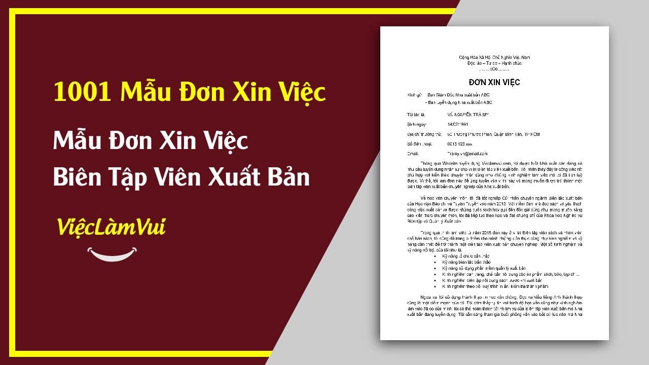 Mẫu Đơn Xin Việc Biên Tập Viên Xuất Bản