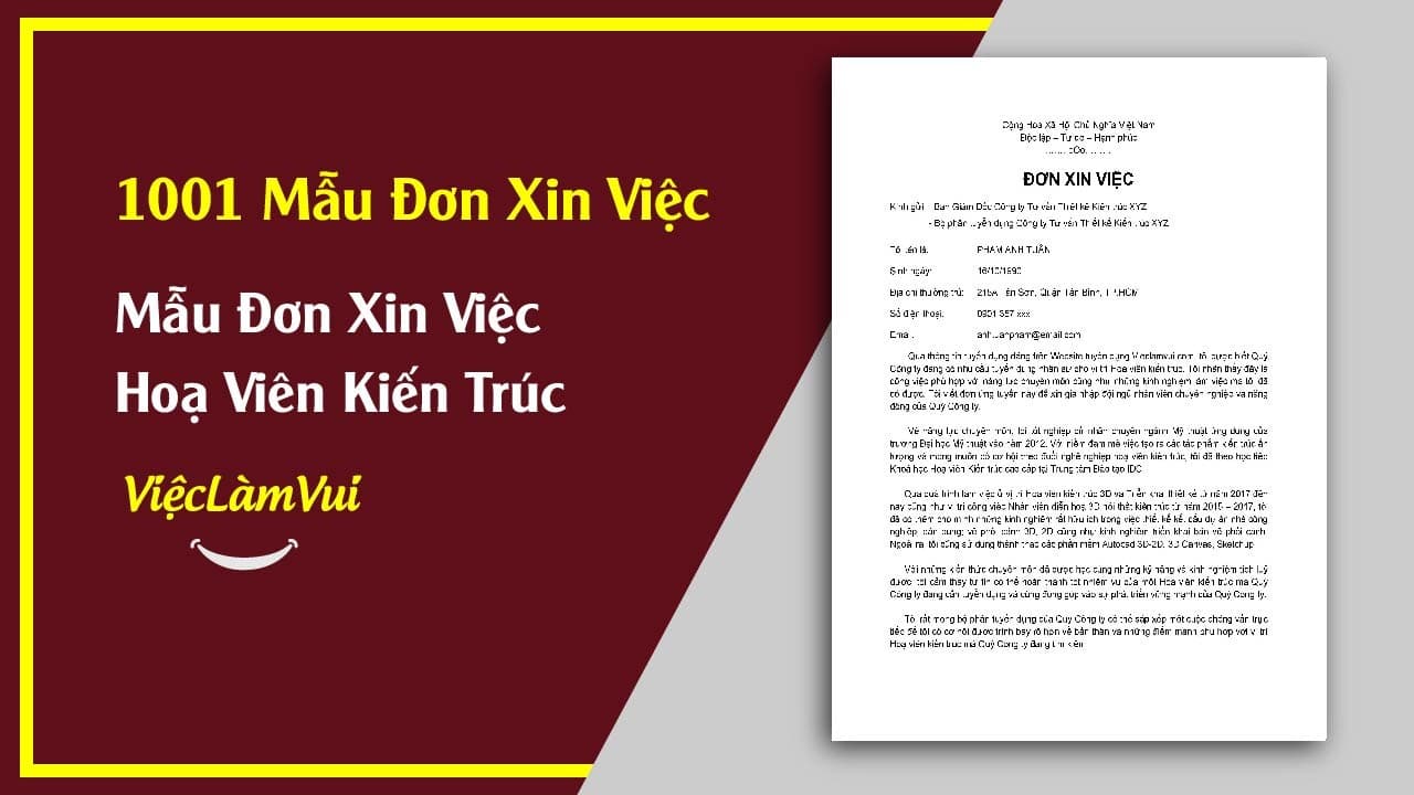 Mẫu Đơn Xin Việc Hoạ Viên Kiến Trúc