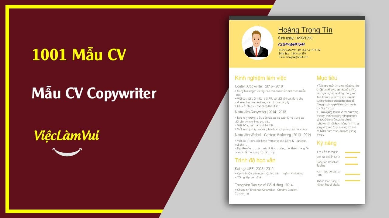 Mẫu CV Copywriter