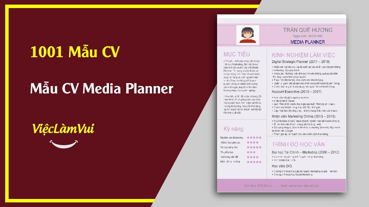 Mẫu CV Media Planner