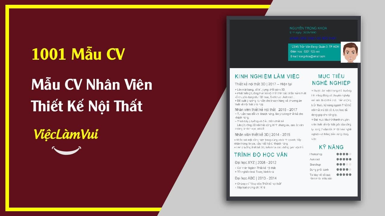 Mẫu CV Nhân Viên Thiết Kế Nội Thất