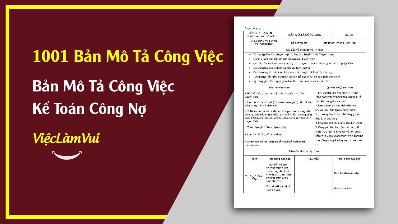 Mẫu Bản Mô Tả Công Việc Kế Toán Công Nợ