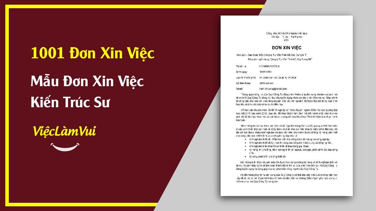 Mẫu Đơn Xin Việc Kiến Trúc Sư