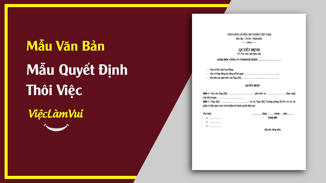 Mẫu Quyết Định Thôi Việc