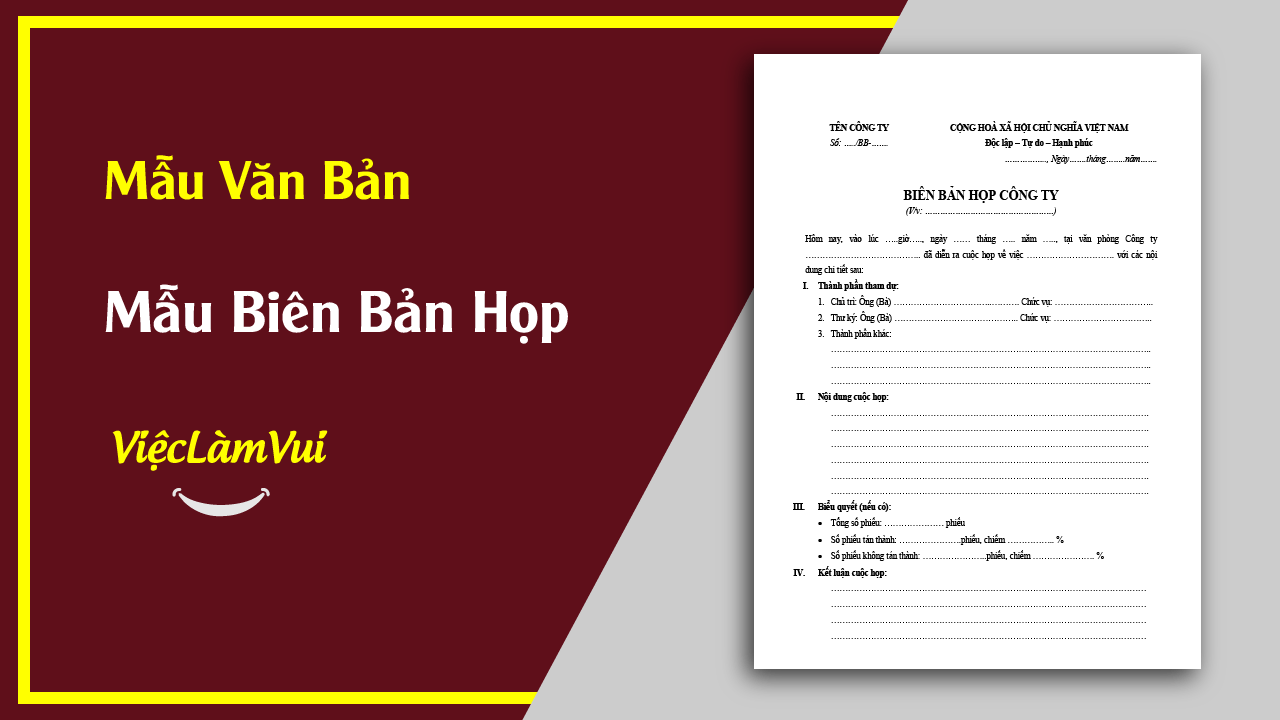 Mẫu Biên Bản Họp