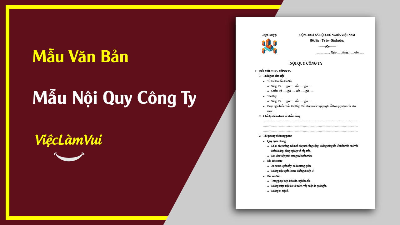 Mẫu Nội Quy Công Ty