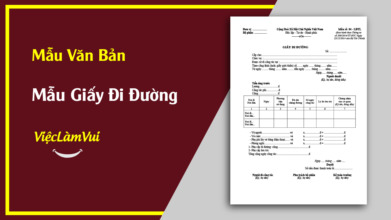 Mẫu Giấy Đi Đường