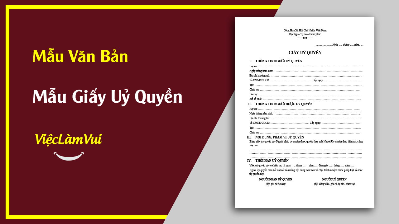 Mẫu Giấy Uỷ Quyền