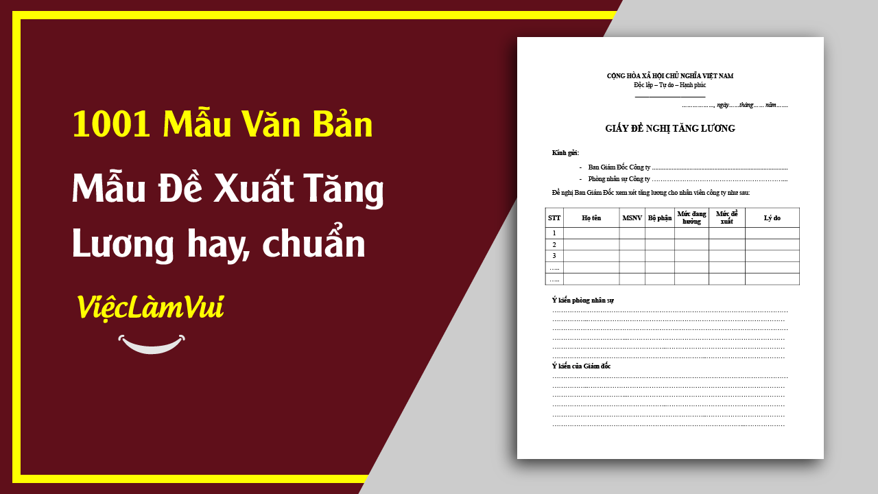 Mẫu Đề Xuất Tăng Lương