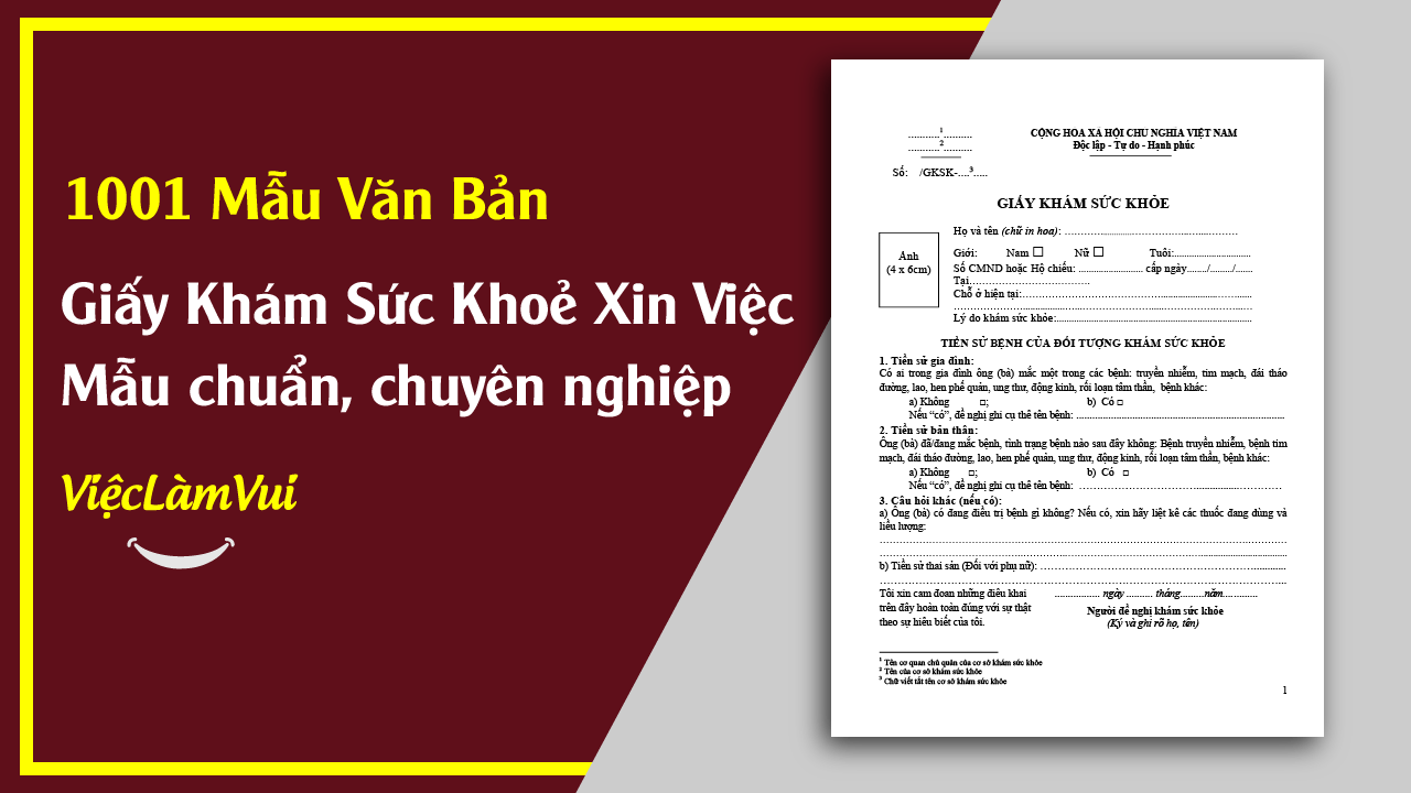 Giấy khám sức khoẻ xin việc - Mẫu giấy khám sức khoẻ xin việc nội dung chuẩn và những thông tin cần biết