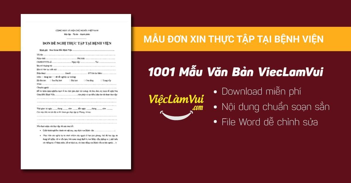 Mẫu đơn xin thực tập tại bệnh viện