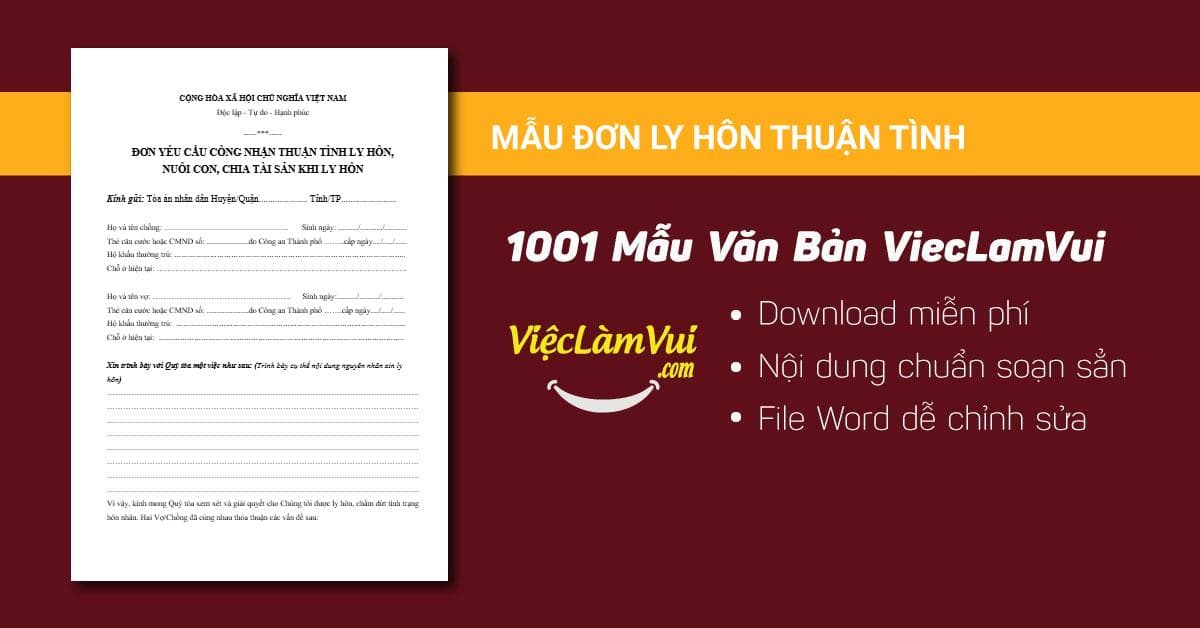 Mẫu đơn ly hôn thuận tình