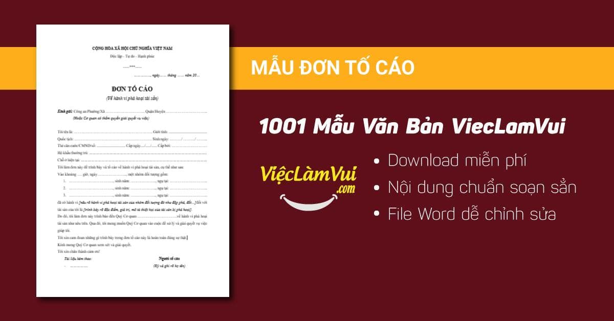 Mẫu đơn tố cáo đúng chuẩn mới nhất theo quy định Pháp luật