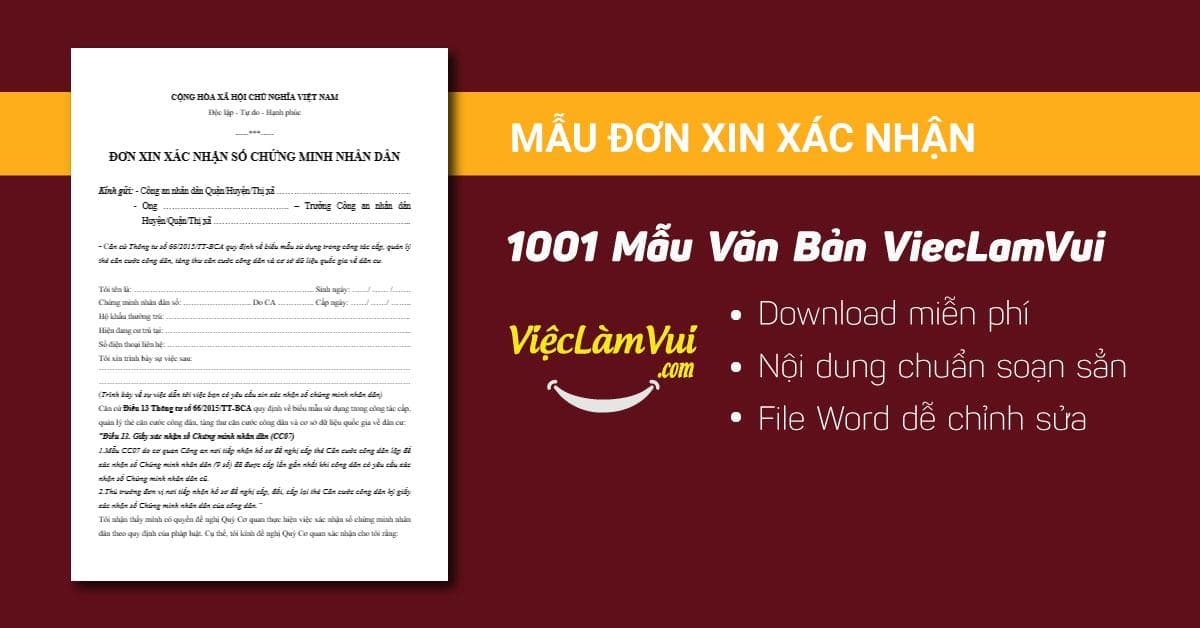 Tổng hợp Mẫu đơn xin xác nhận chuẩn nhất thường được sử dụng