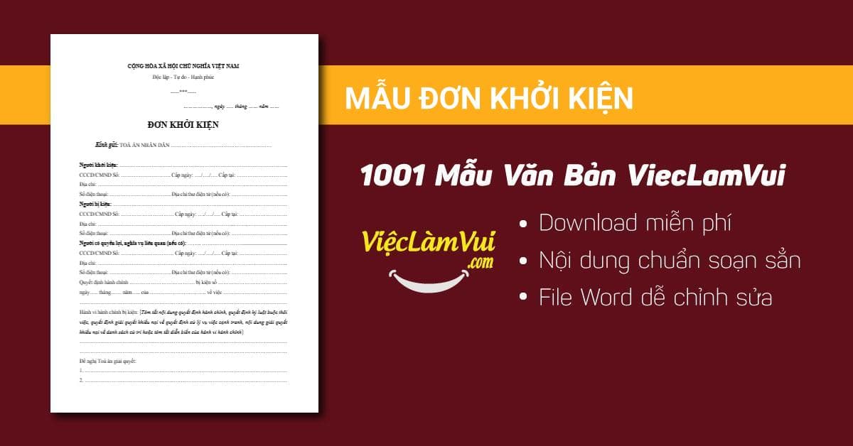 Mẫu đơn khởi kiện