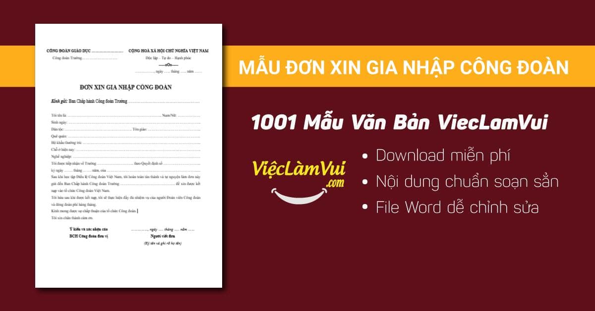 Mẫu đơn xin gia nhập công đoàn