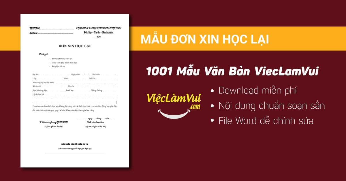 Mẫu đơn xin học lại
