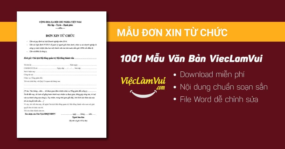 Mẫu đơn xin từ chức