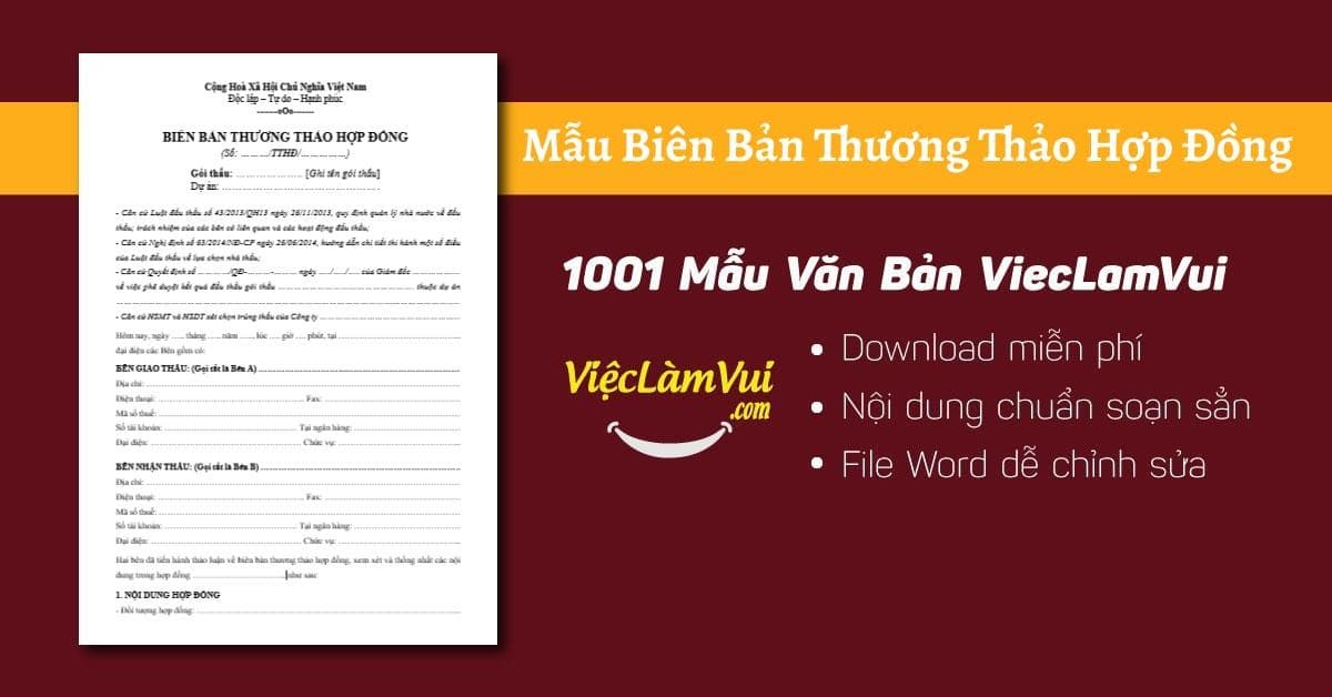 Mẫu biên bản thương thảo hợp đồng chuẩn xác theo quy định mới nhất