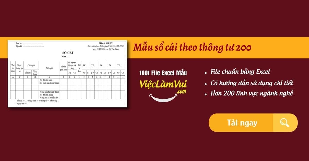Mẫu sổ cái theo thông tư 200