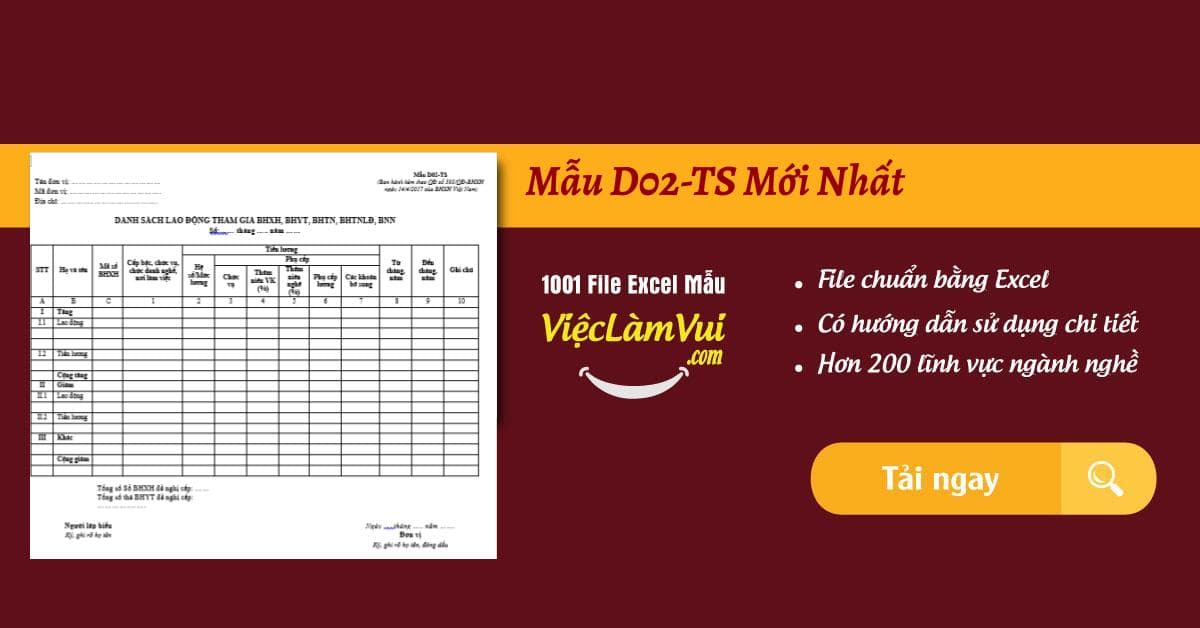 Mẫu D02-TS Danh sách lao động tham gia BHXH, BHYT, BHTN