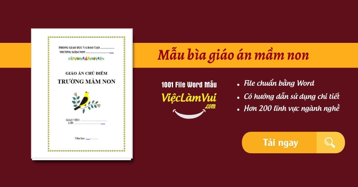 Mẫu bìa giáo án mầm non đẹp file Word