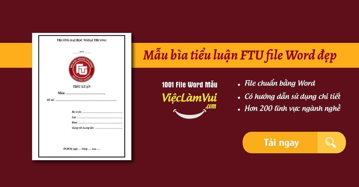 Mẫu bìa tiểu luận trường Đại học Ngoại Thương FTU file Word