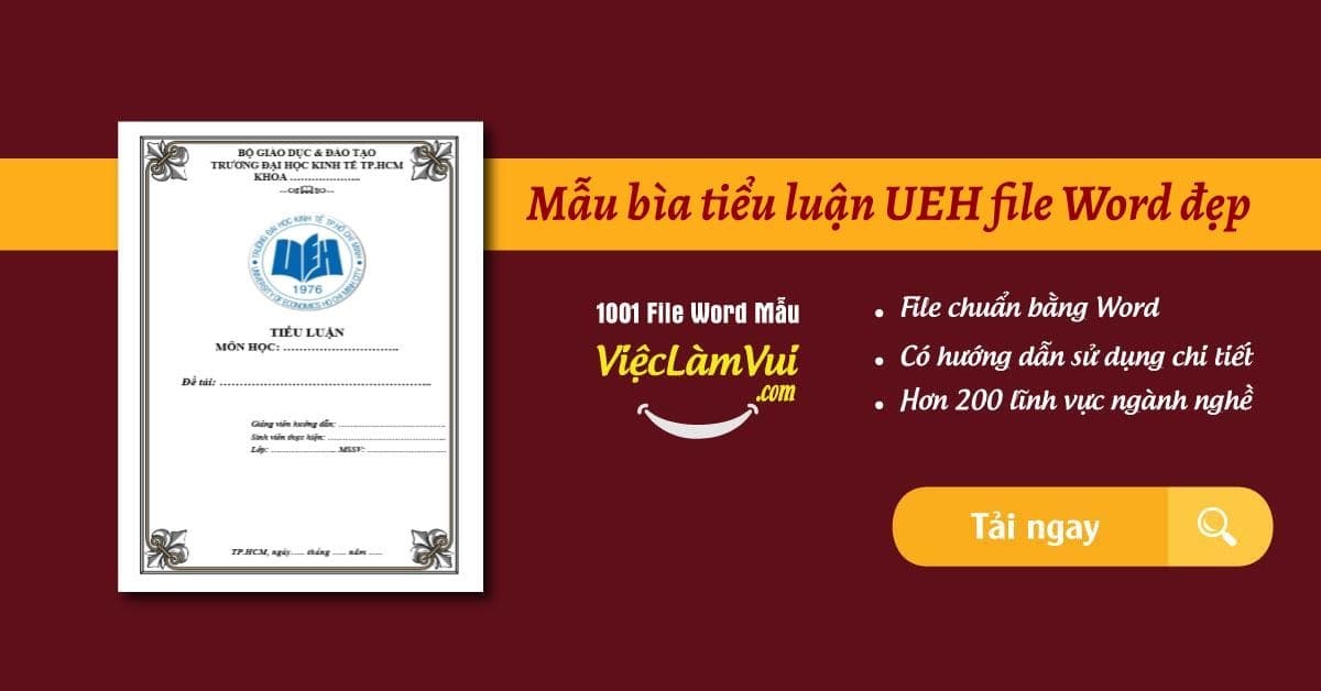 Mẫu bìa tiểu luận UEH file Word