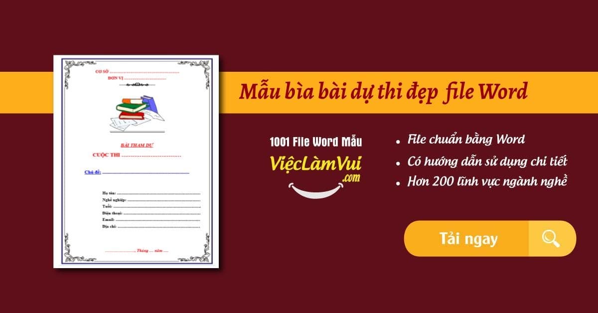 Top 33 Mẫu bìa bài dự thi đẹp file Word