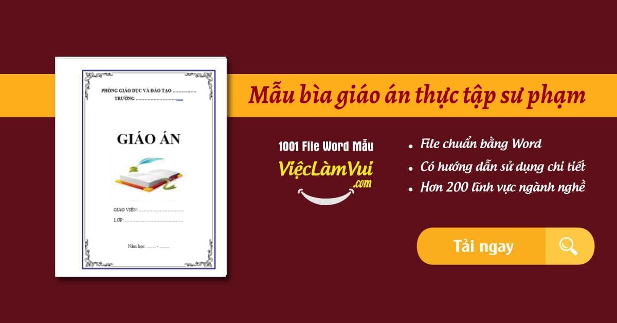 Mẫu bìa giáo án thực tập sư phạm đẹp file Word