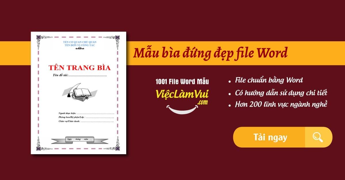Top 33 Mẫu bìa đứng đẹp file Word