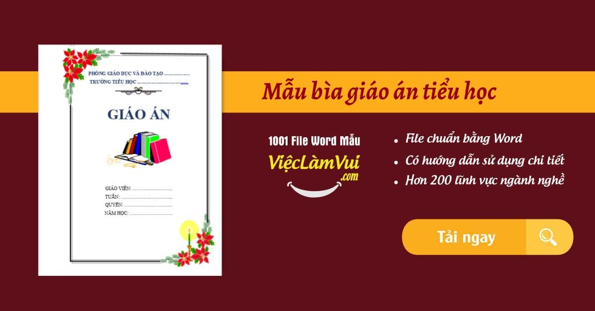 Mẫu bìa giáo án đẹp tiểu học file Word