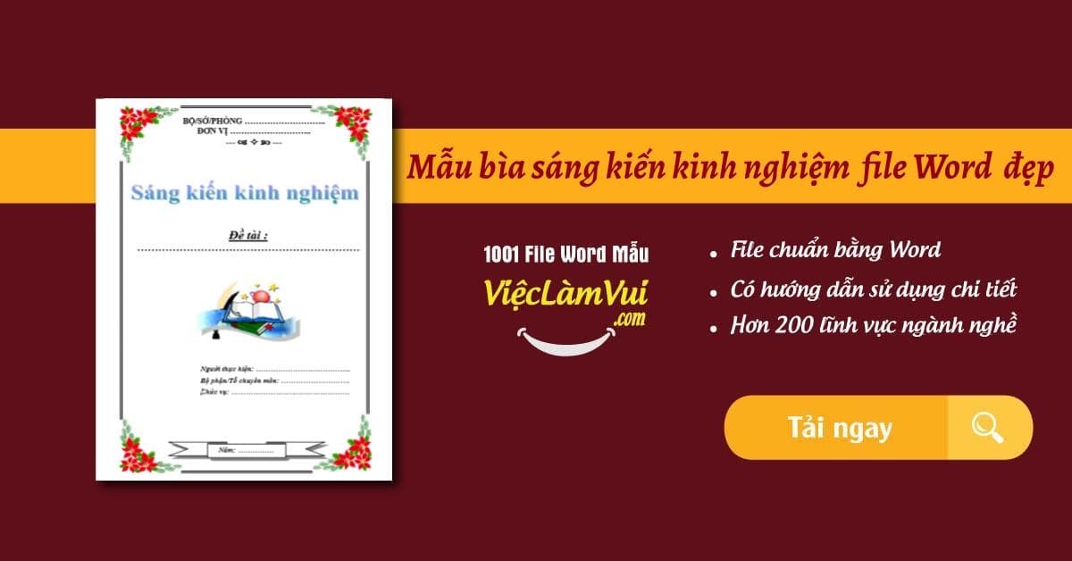 Top 33 Mẫu bìa sáng kiến kinh nghiệm đẹp file Word