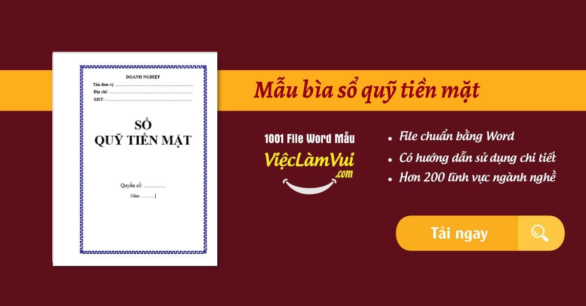 Top 33 Mẫu bìa sổ quỹ tiền mặt đẹp file Word