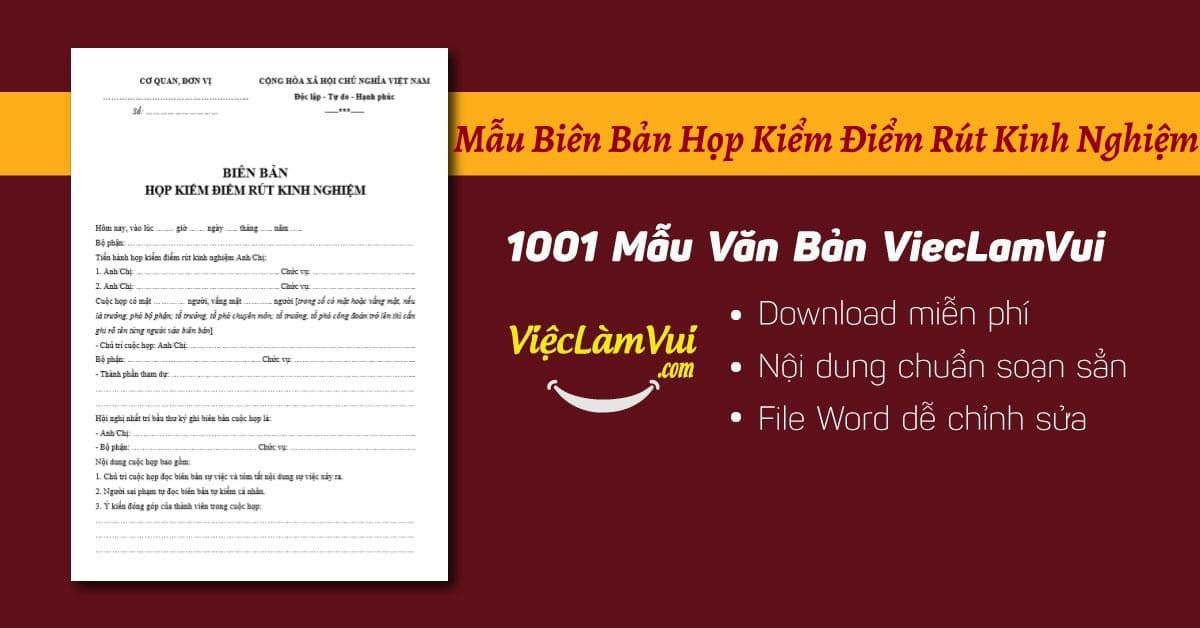 Mẫu biên bản họp kiểm điểm rút kinh nghiệm file Word