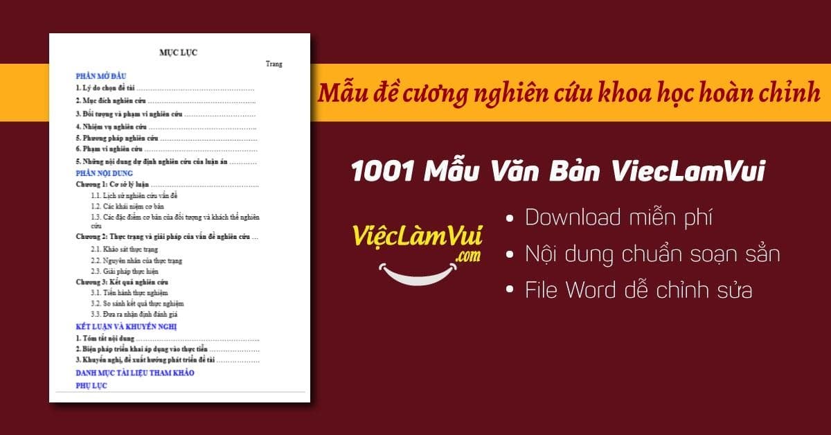 Mẫu đề cương nghiên cứu khoa học hoàn chỉnh file Word