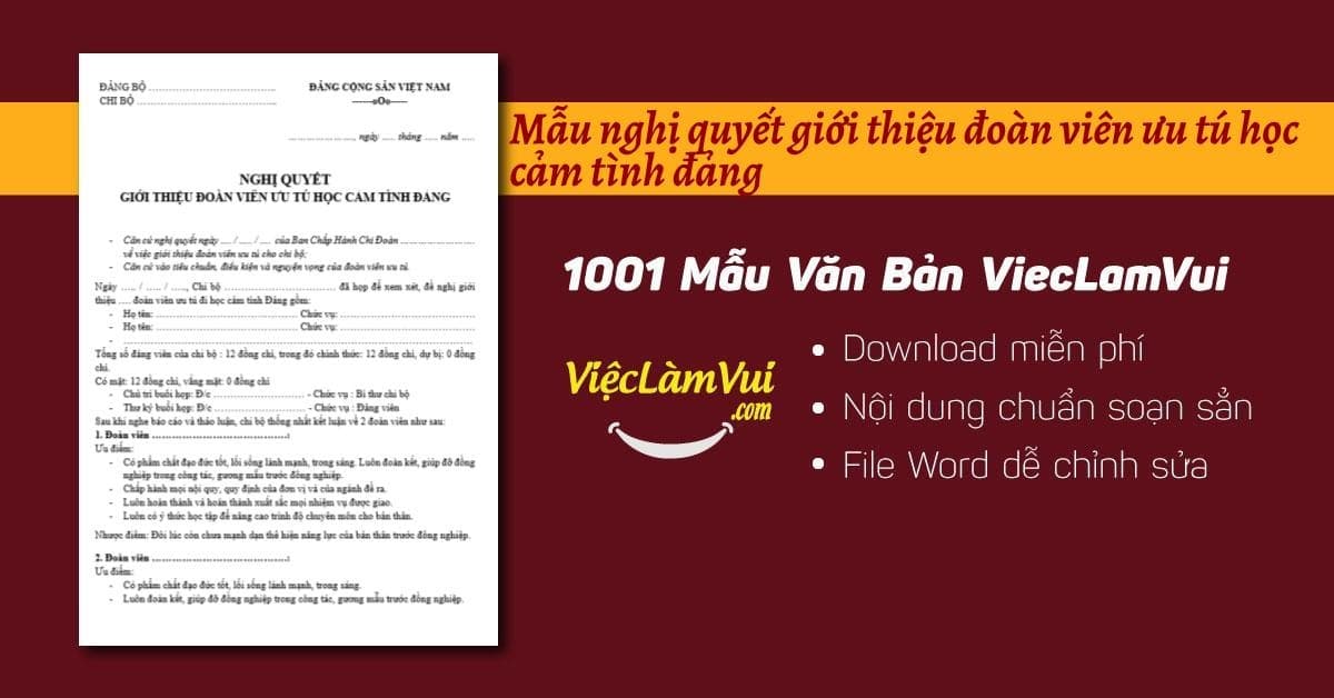 Mẫu nghị quyết giới thiệu đoàn viên ưu tú học cảm tình đảng file Word