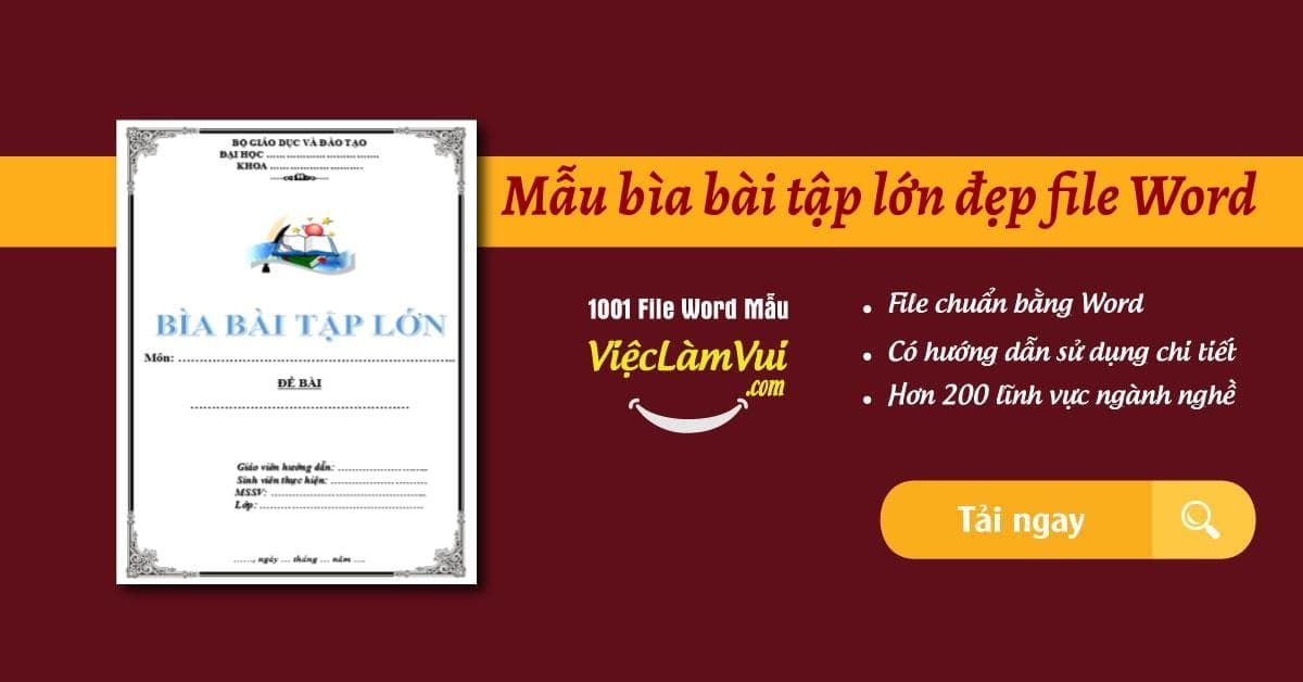 Mẫu bìa bài tập lớn đẹp file Word