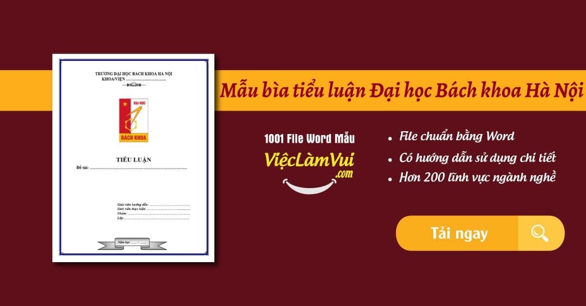 Mẫu bìa tiểu luận Đại học Bách khoa Hà Nội (HUST) đẹp file Word