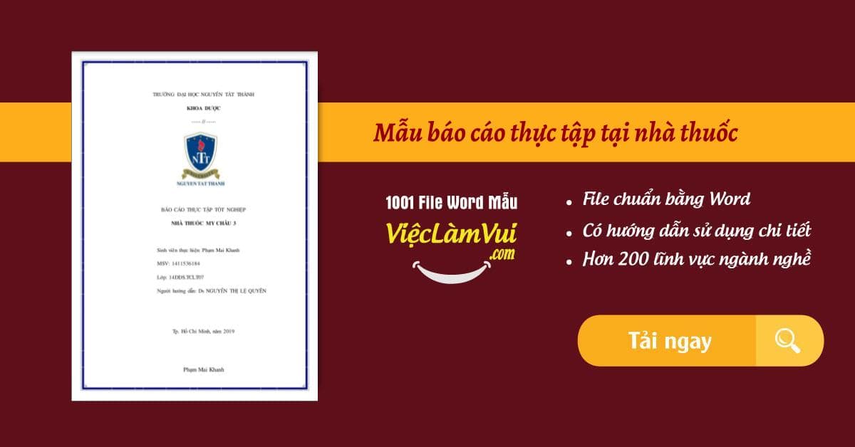 Top 5 Mẫu báo cáo thực tập tại nhà thuốc