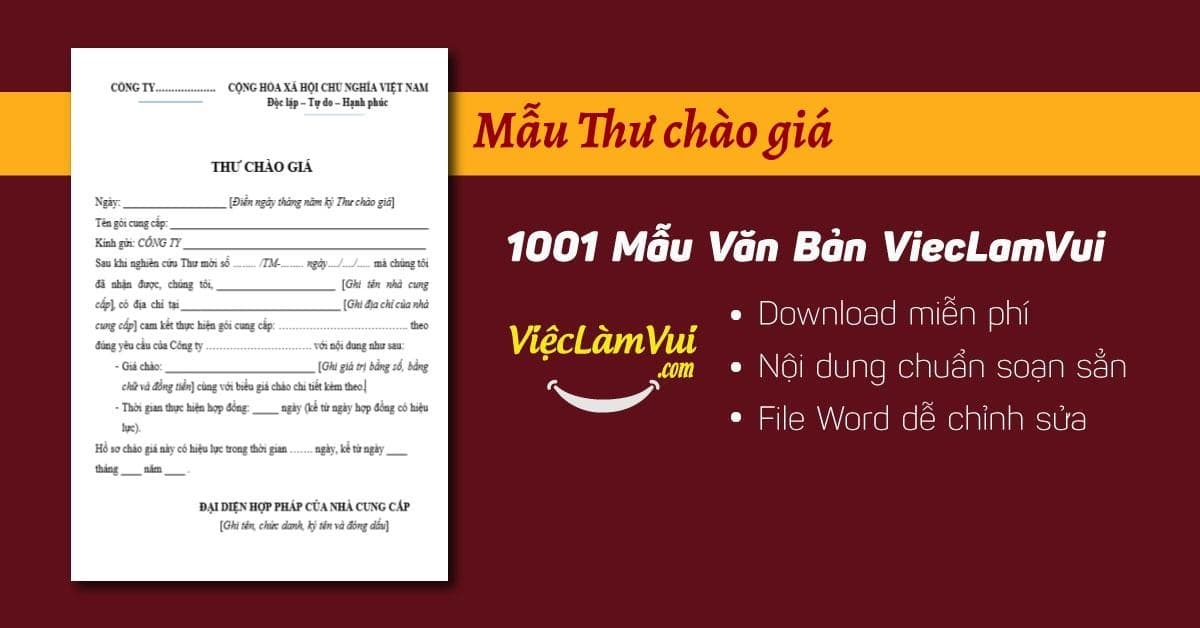 Mẫu Thư Chào Giá file Word