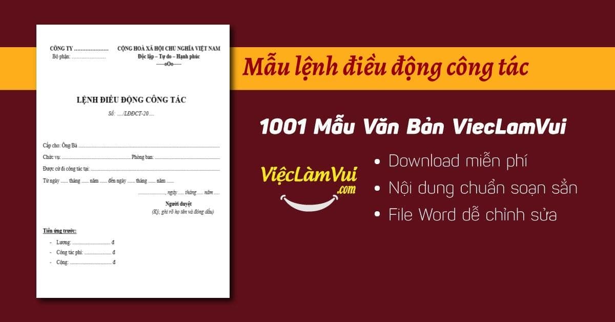 Mẫu lệnh điều động công tác file Word
