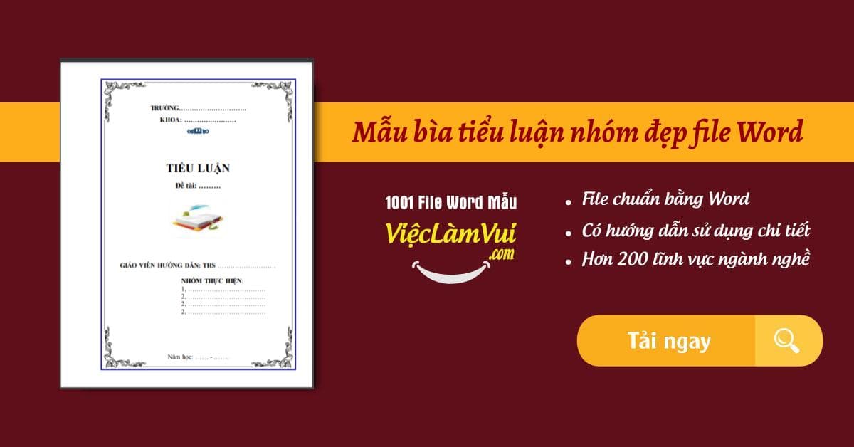 Mẫu bìa tiểu luận nhóm đẹp file Word